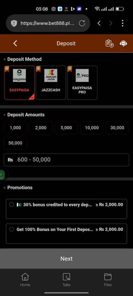 Bet888 Game Deposit